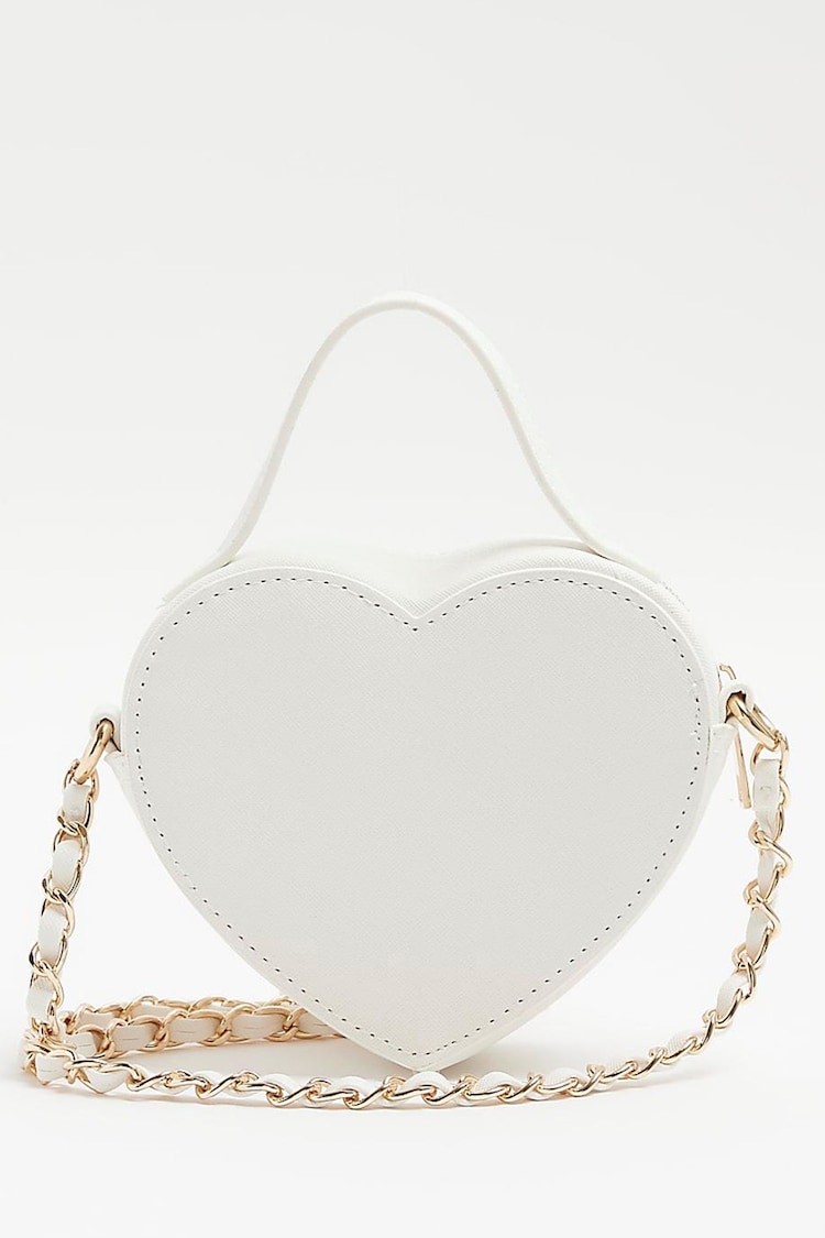 River Island White Girls Raffia Heart Bag - Image 2 of 5