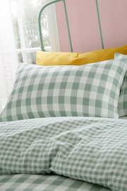 Catherine Lansfield Green Seersucker Gingham Check Easy Care Duvet Cover Set - Image 4 of 5