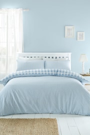 Catherine Lansfield Blue Seersucker Gingham Check Easy Care Duvet Cover Set - Image 3 of 5