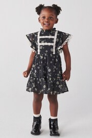 River Island Black Mini Girls Floral Chiffon Dress - Image 1 of 7