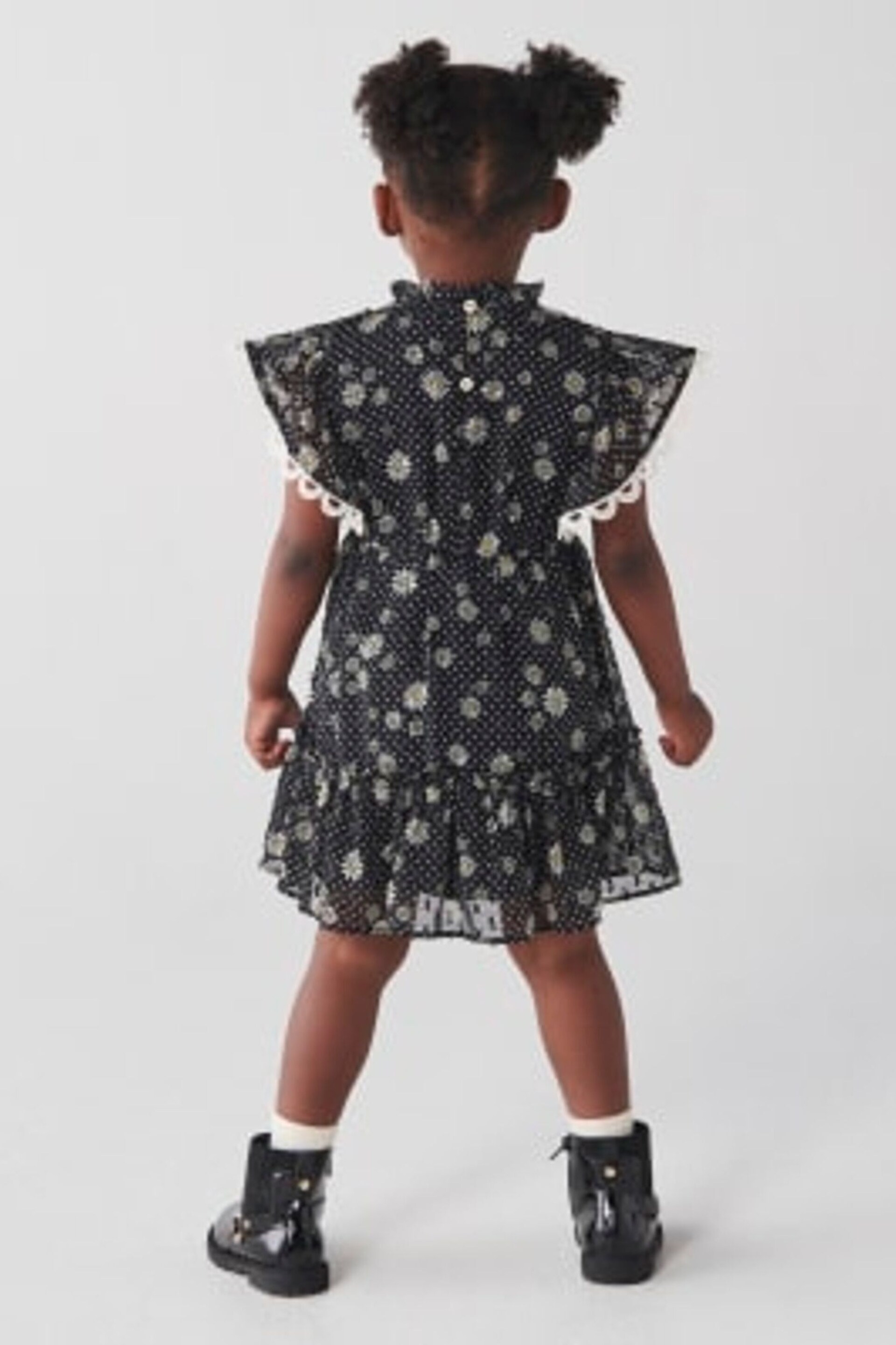 River Island Black Mini Girls Floral Chiffon Dress - Image 2 of 7