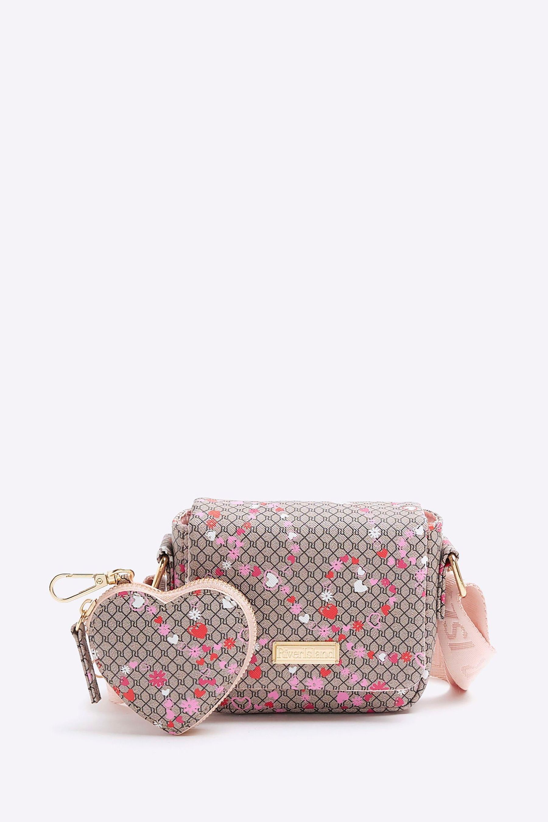 River Island Girls Mono Flower Print Cross Body Bag