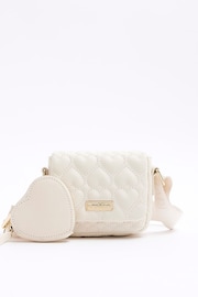 River Island Cream Girls Heart Quilt Cross-Body Bag - Image 1 of 7