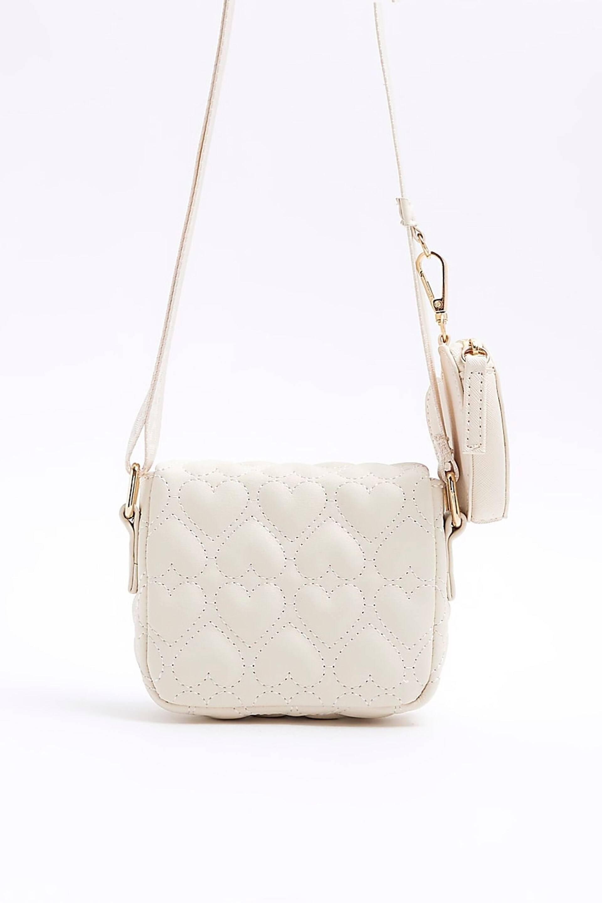 River Island Cream Girls Heart Quilt Cross-Body Bag - Image 2 of 7