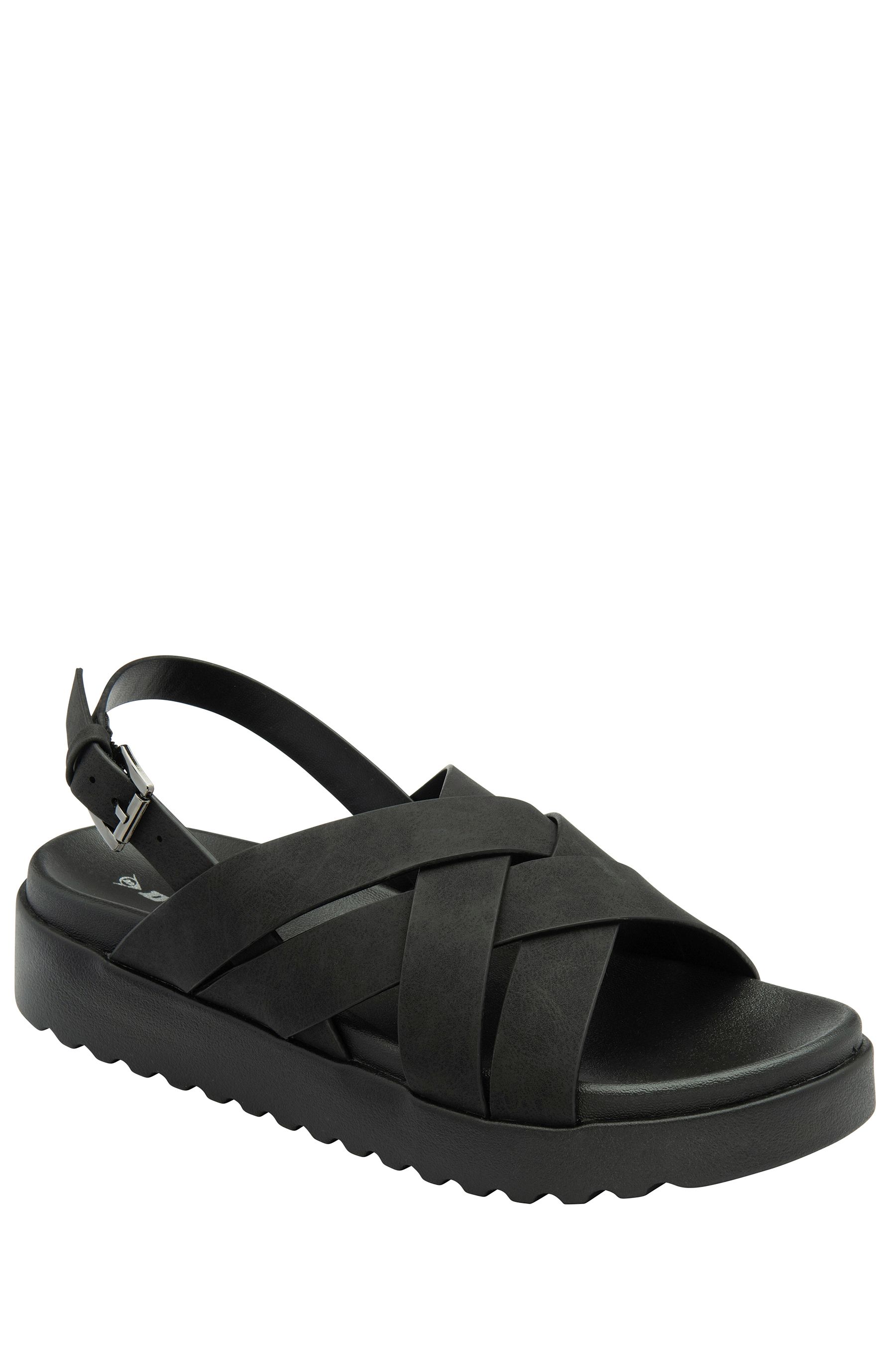 Buy Dunlop Black Ladies Cross Over Flatform Sandals from Next Luxembourg