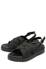 Dunlop Black Ladies Cross-Over Flatform Sandals - Image 2 of 4