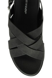 Dunlop Black Ladies Cross-Over Flatform Sandals - Image 4 of 4