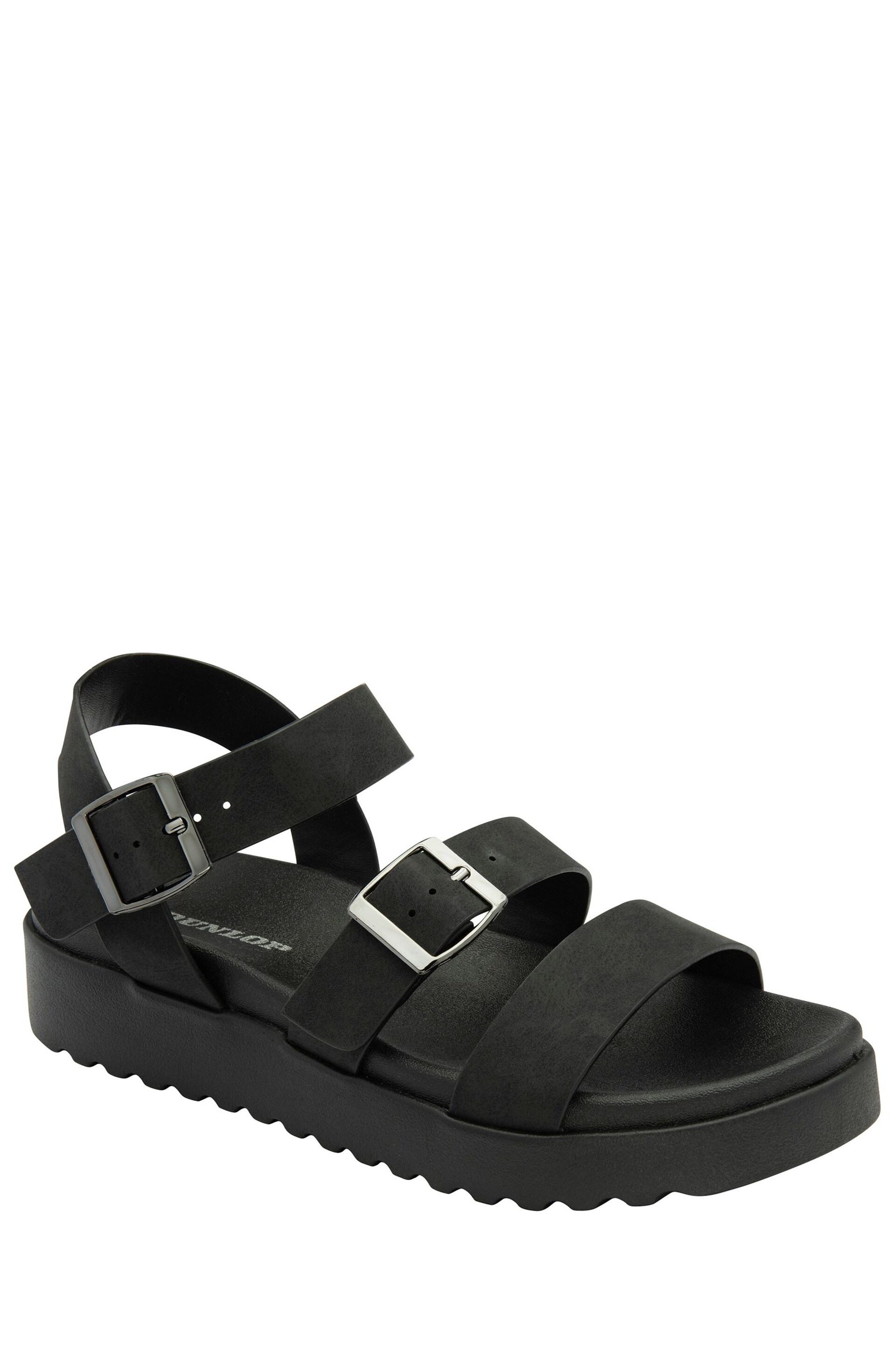 Dunlop Black Ladies Flatform Sandals - Image 1 of 4