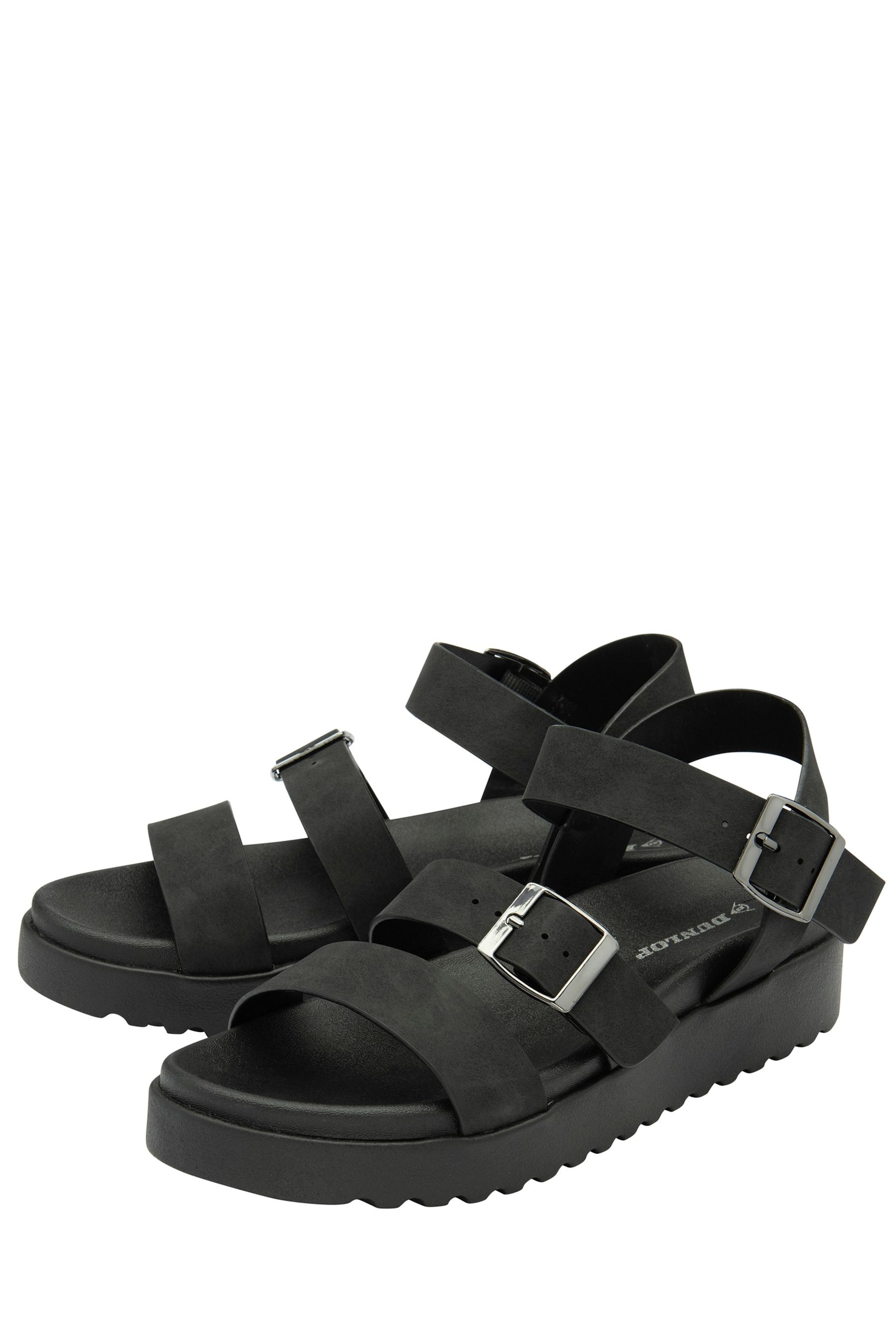 Dunlop Black Ladies Flatform Sandals - Image 2 of 4