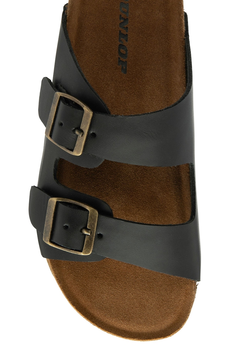 Dunlop Black Ladies Twin Buckle Footbed Mules - Image 4 of 4