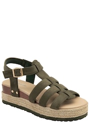 Dunlop Green Ladies Flatform Espadrille Sandals - Image 1 of 4