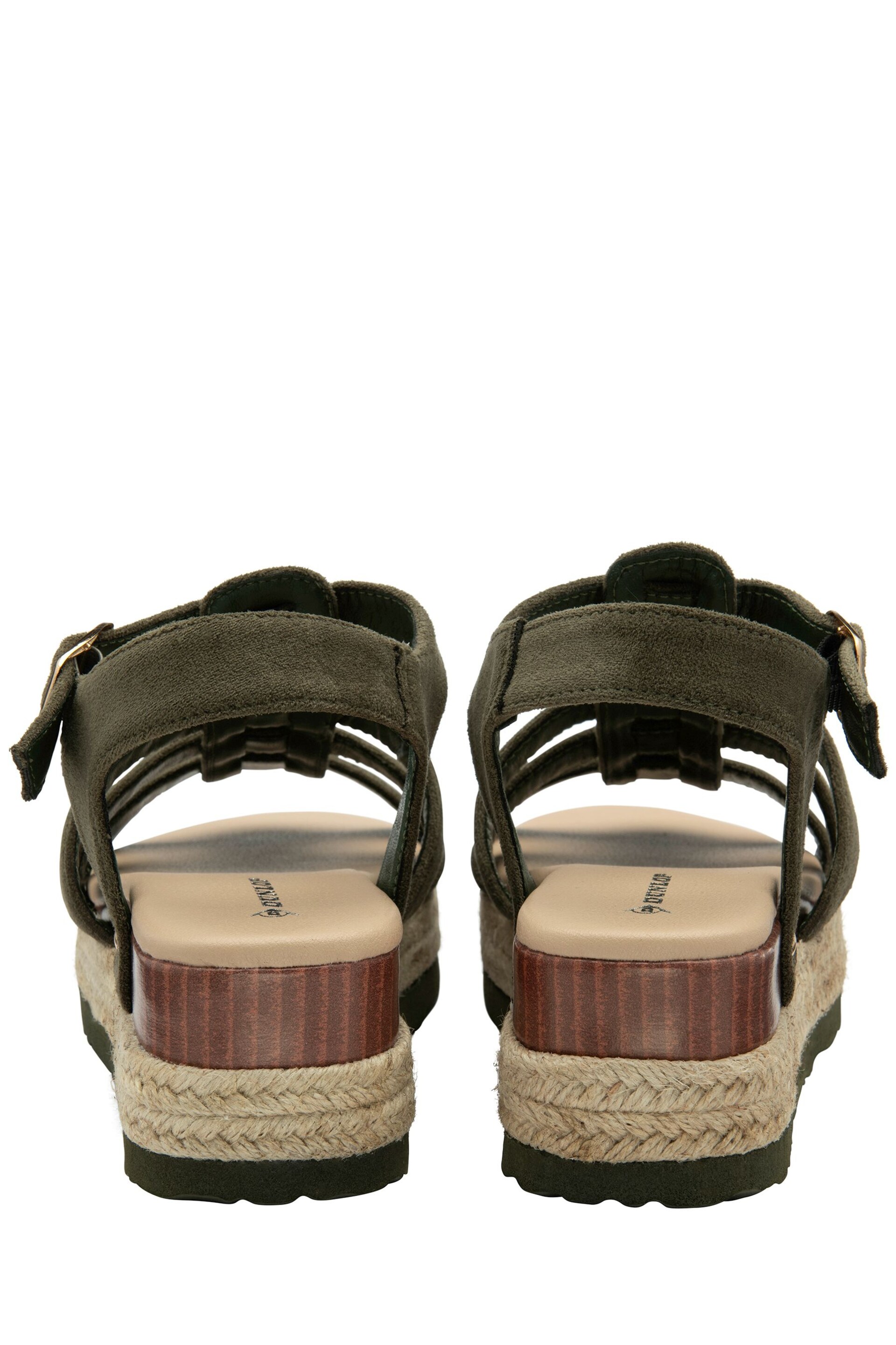 Dunlop Green Ladies Flatform Espadrille Sandals - Image 3 of 4