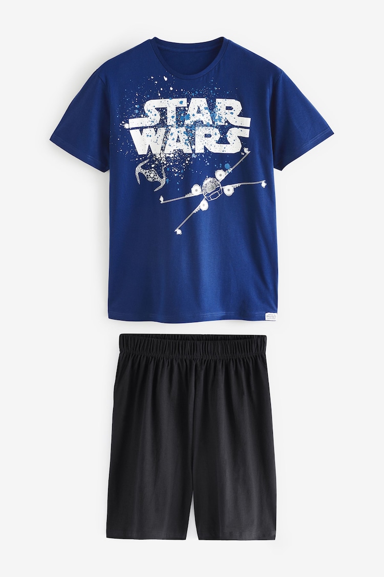 Character Blue Star Wars Short 100% Cotton Pyjamas - Image 2 of 4