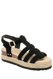 Dunlop Black Ladies Flatform Espadrille Sandals - Image 1 of 4