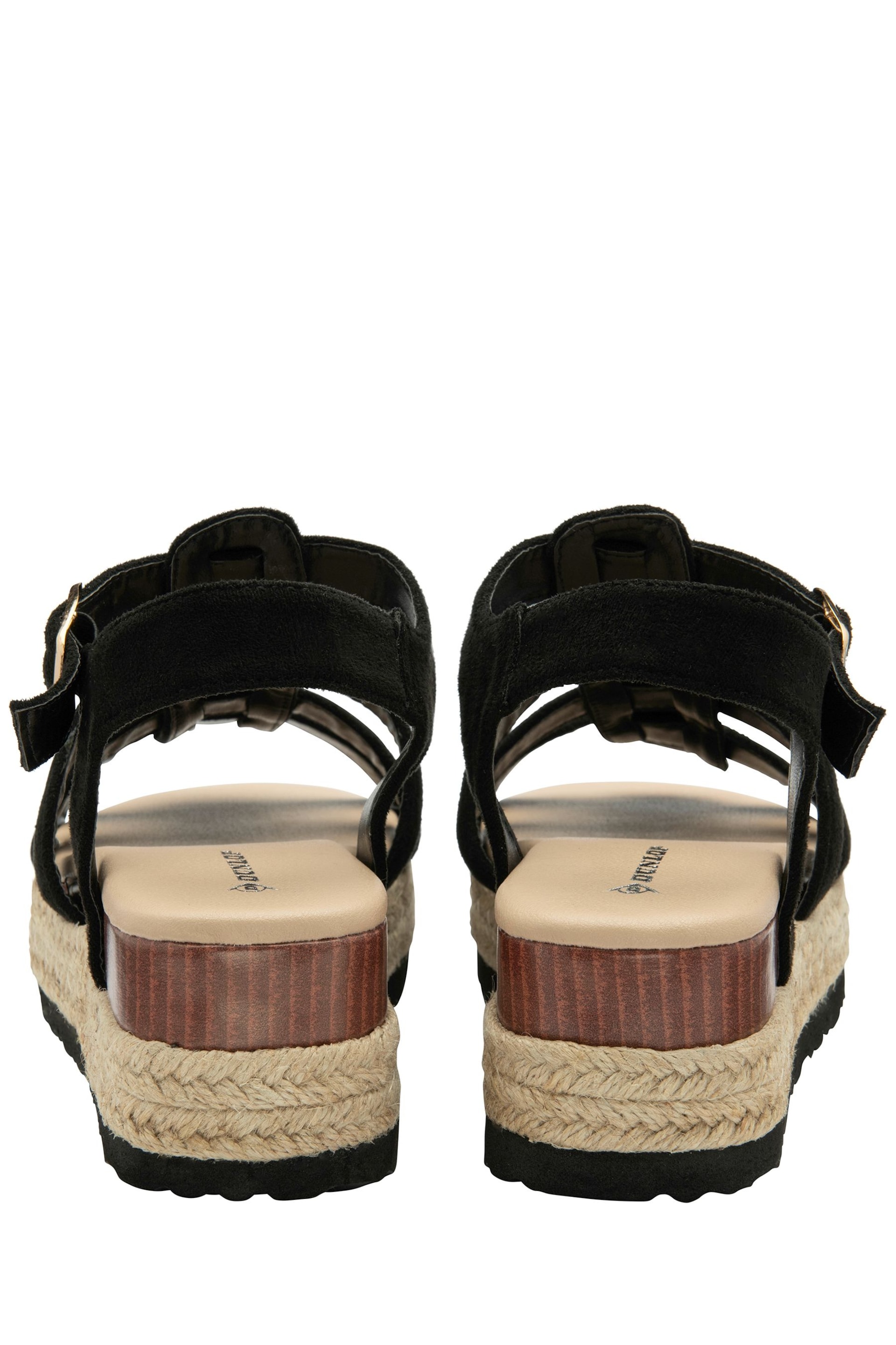 Dunlop Black Ladies Flatform Espadrille Sandals - Image 3 of 4