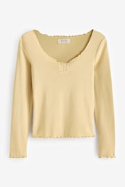 Citrine Yellow Long Sleeve Ruched Front Jersey Top - Image 7 of 8