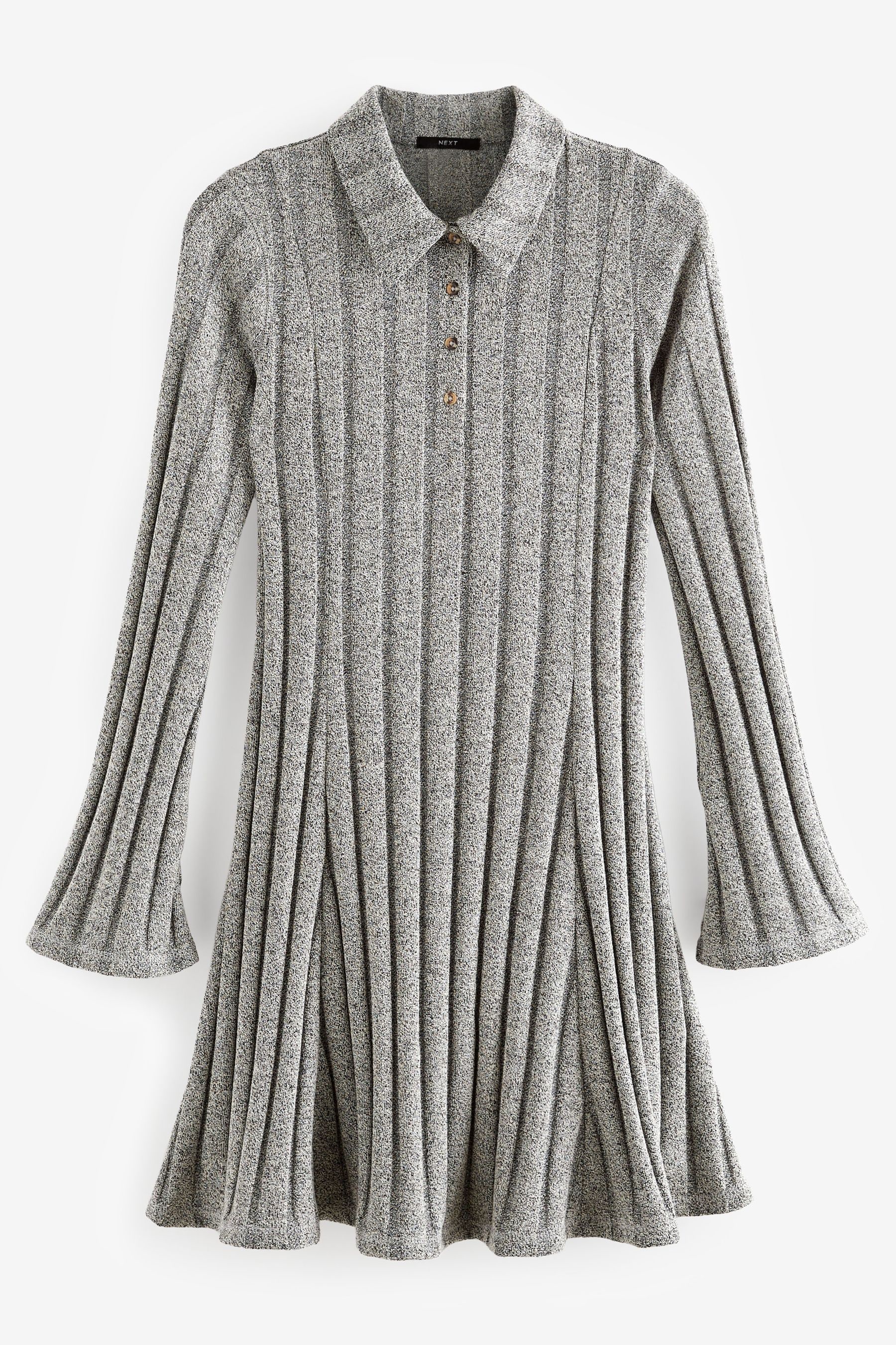 Buy Light Grey Collared Long Sleeve Ribbed Mini Dress from the Next UK online shop