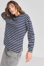 Simply Be Blue/Lemon Yellow Stripe Side Split Sweatshirt - Image 1 of 4