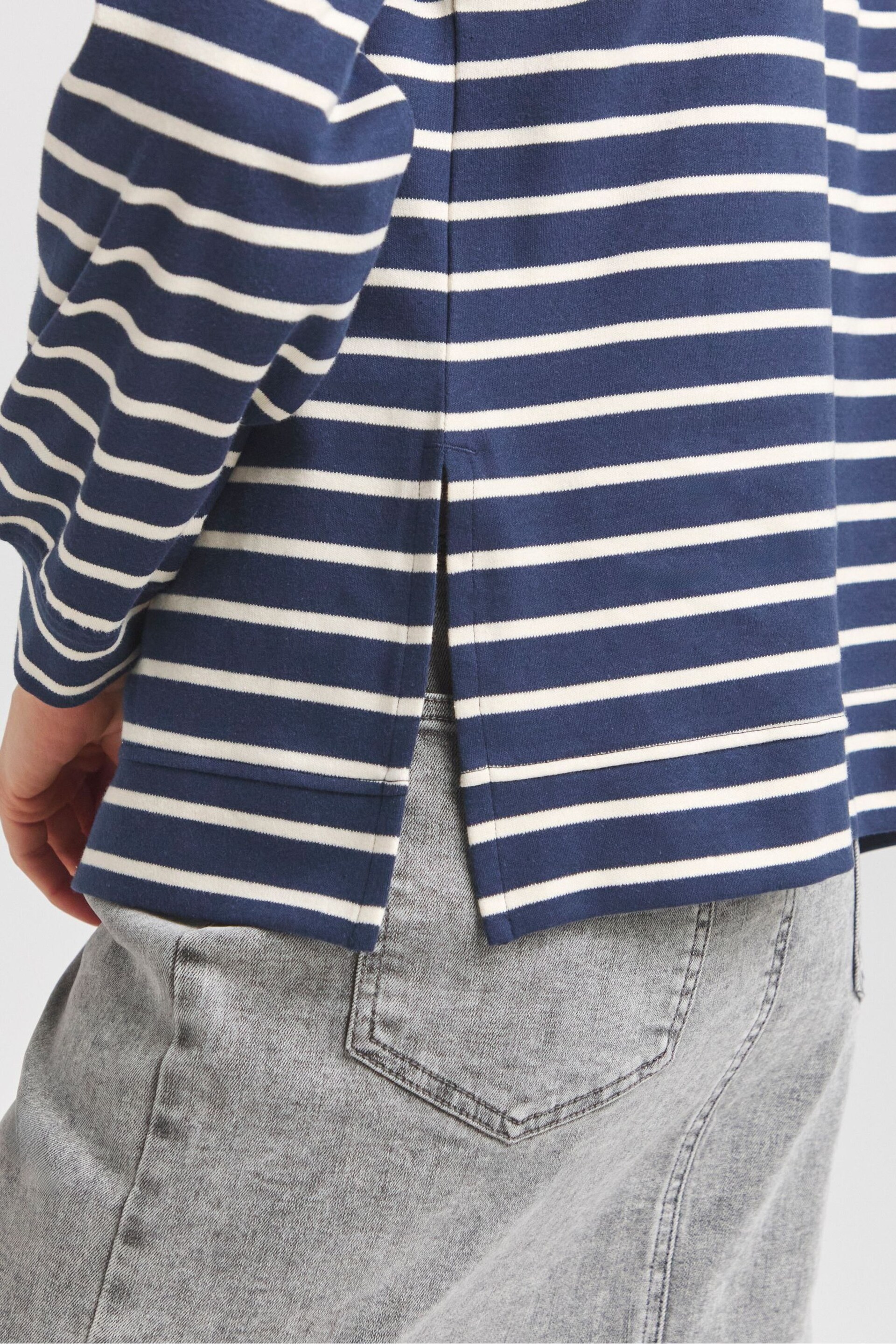 Simply Be Blue/Lemon Yellow Stripe Side Split Sweatshirt - Image 4 of 4