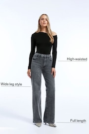 River Island Blue High Rise Wide Leg Baggy Jeans - Image 6 of 6