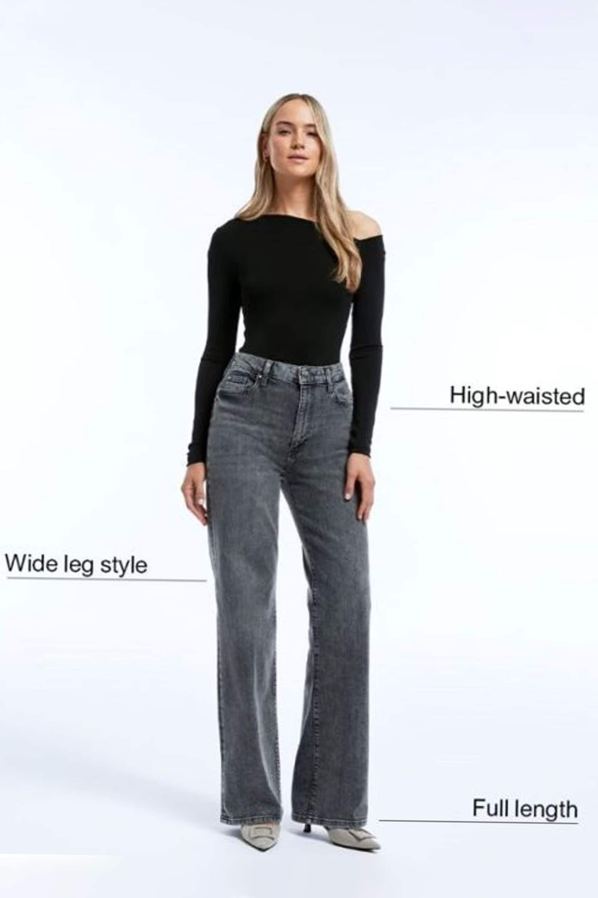 River Island Blue High Rise Wide Leg Baggy Jeans - Image 6 of 6