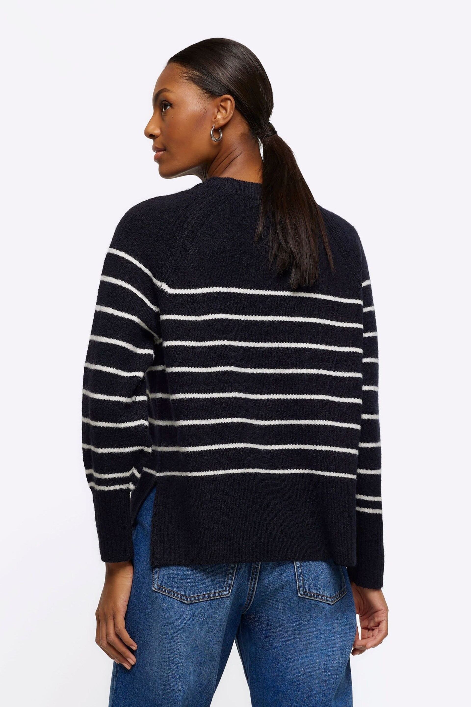 River Island Navy Navy Oversized Crew Neck Jumper - Image 2 of 6