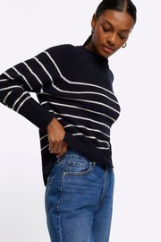 River Island Navy Navy Oversized Crew Neck Jumper - Image 4 of 6