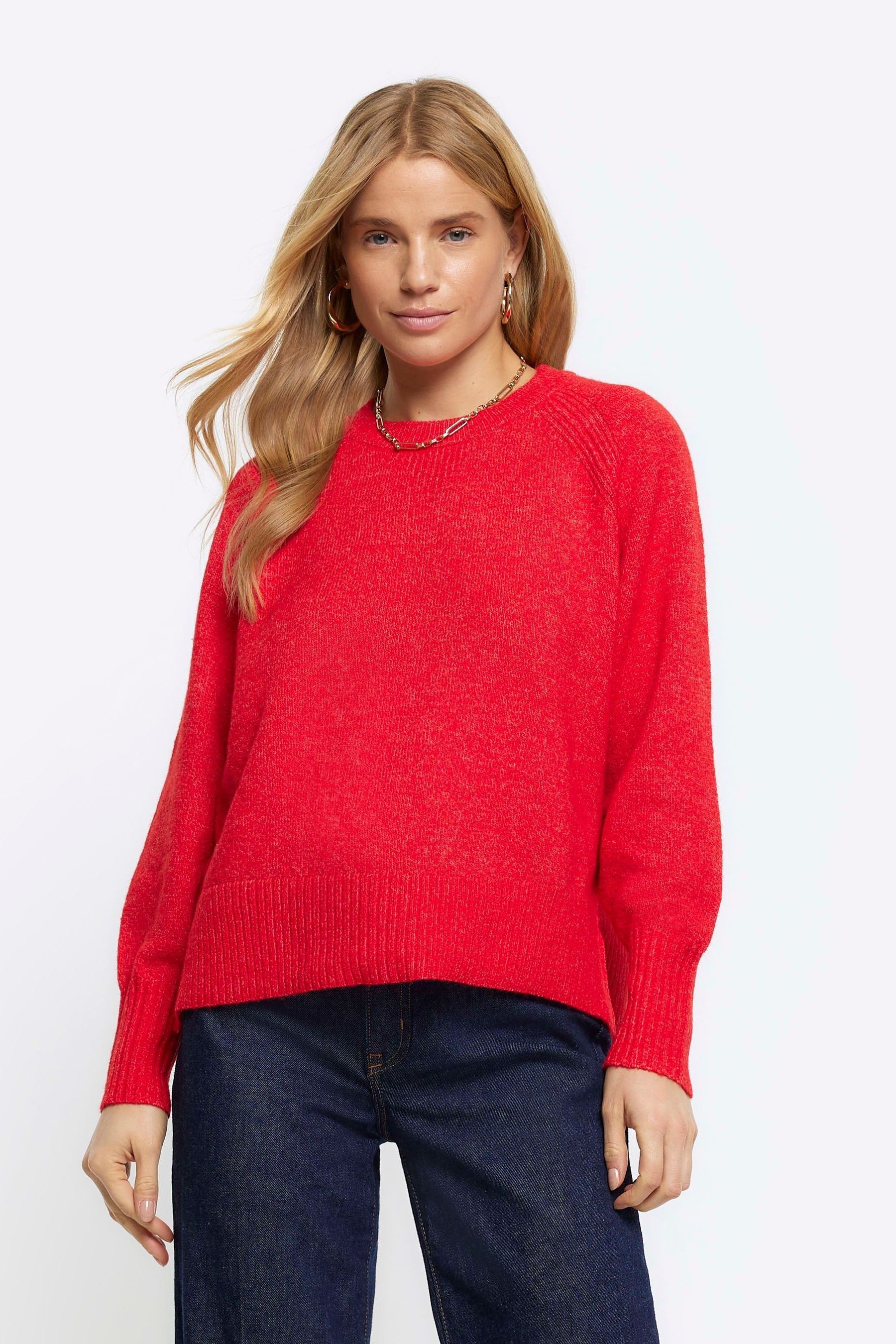 Buy River Island Red Oversized Crew Neck Jumper from Next Luxembourg