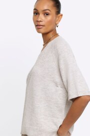 River Island Cream Lightweight Knit T-Shirt - Image 3 of 6
