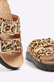 River Island Brown Leopard Double Buckle Sandals - Image 5 of 6