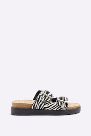 River Island White Leopard Double Buckle Sandals - Image 1 of 5