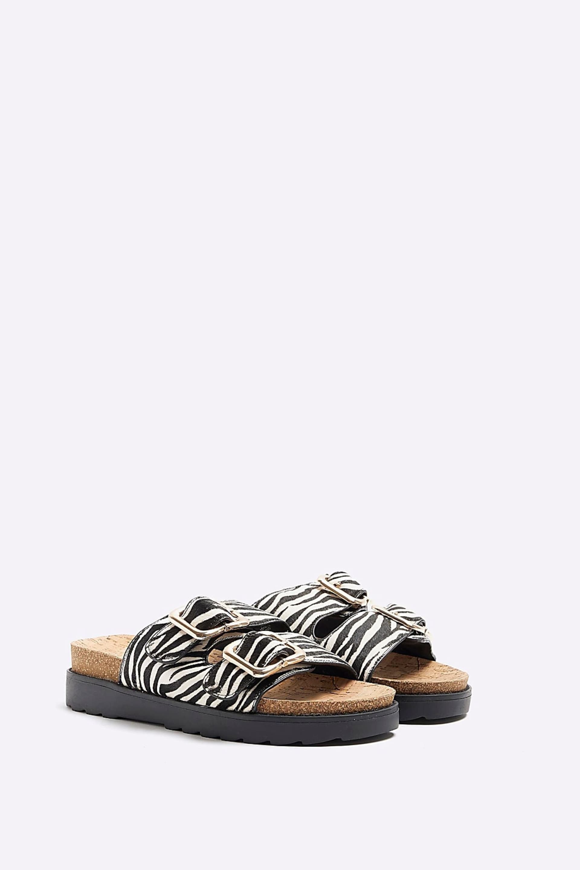 River Island White Leopard Double Buckle Sandals - Image 2 of 5