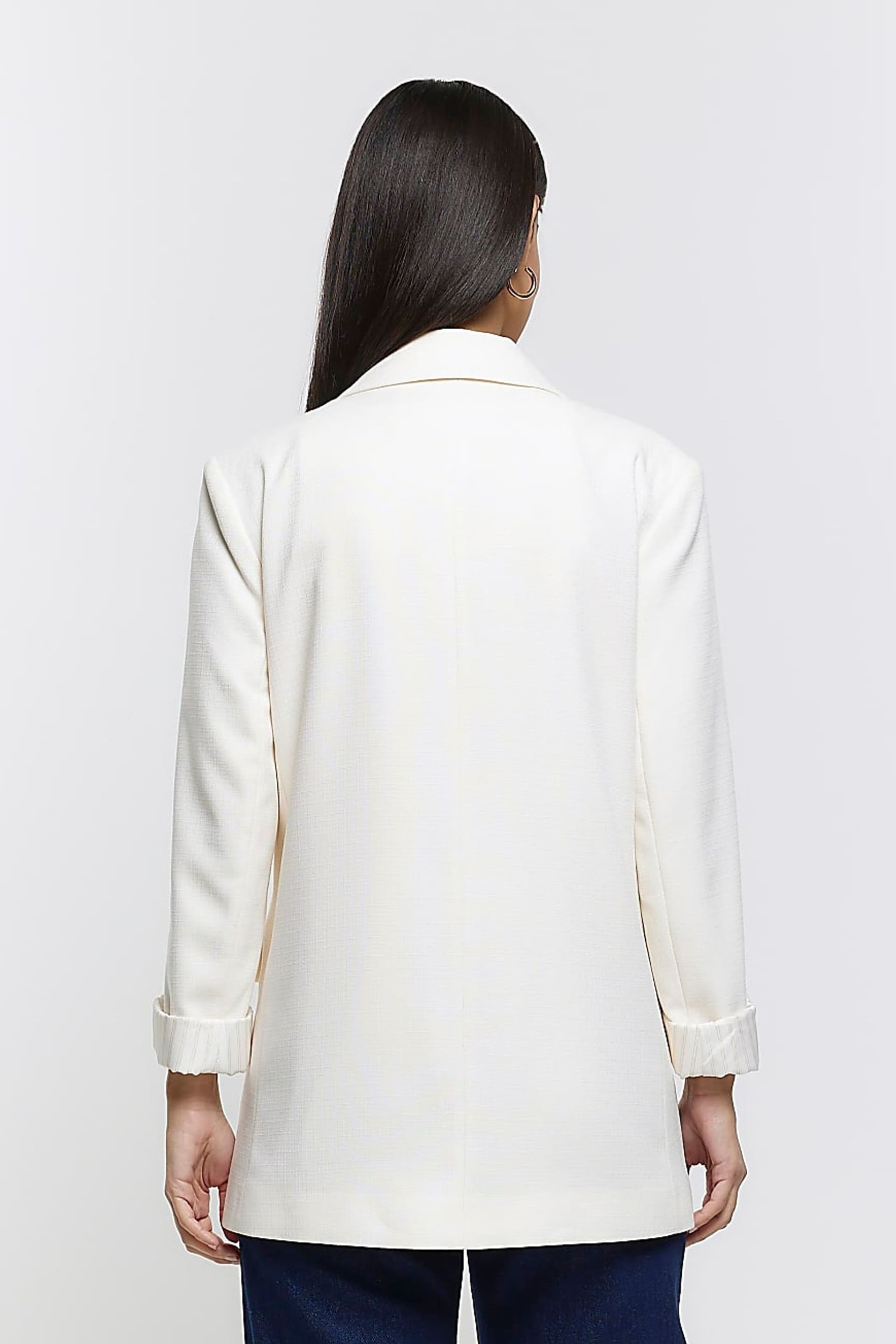 River Island Cream Rolled Sleeve Relaxed Blazer - Image 2 of 6