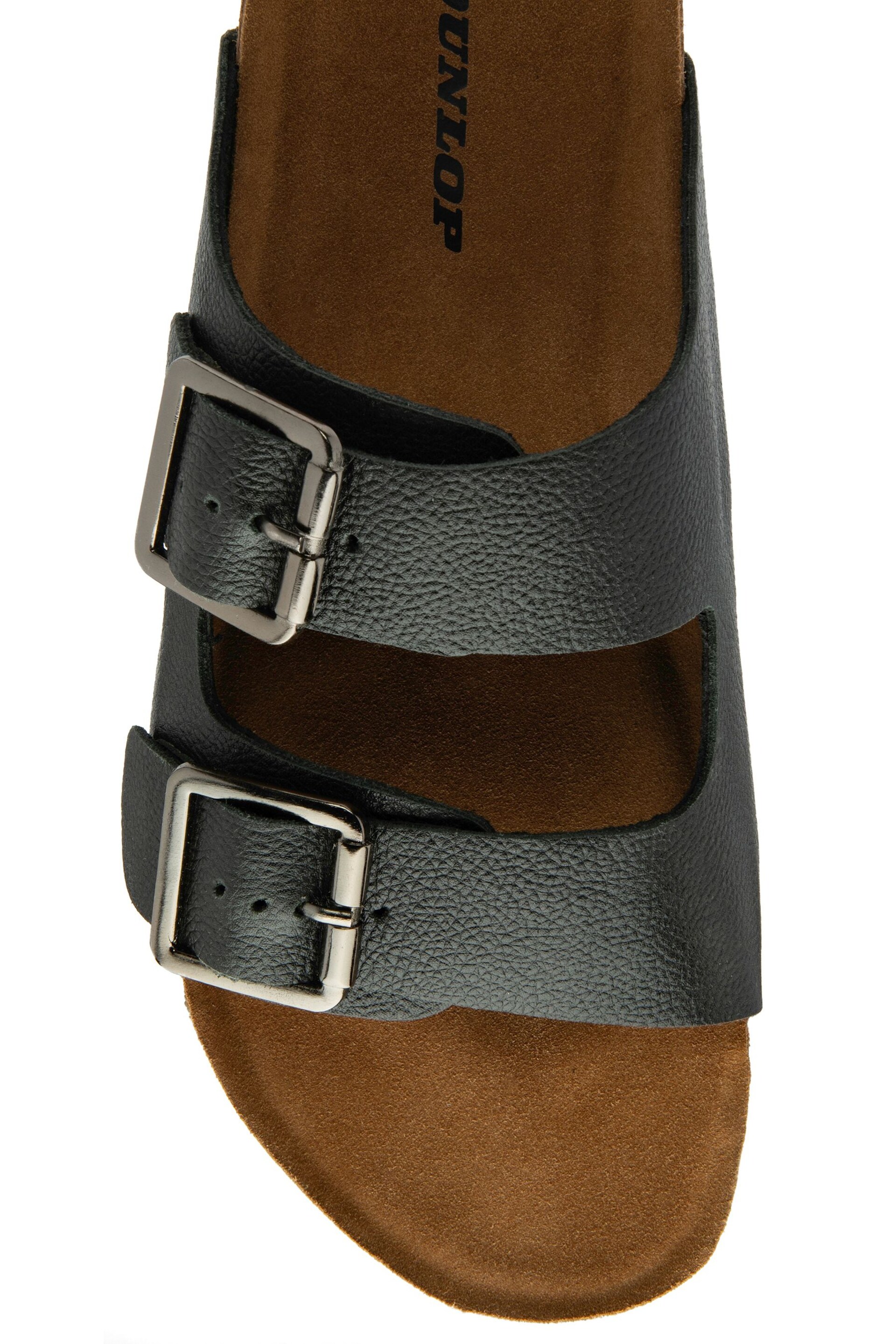 Dunlop Black Twin Buckle Footbed Mens Mules - Image 3 of 3