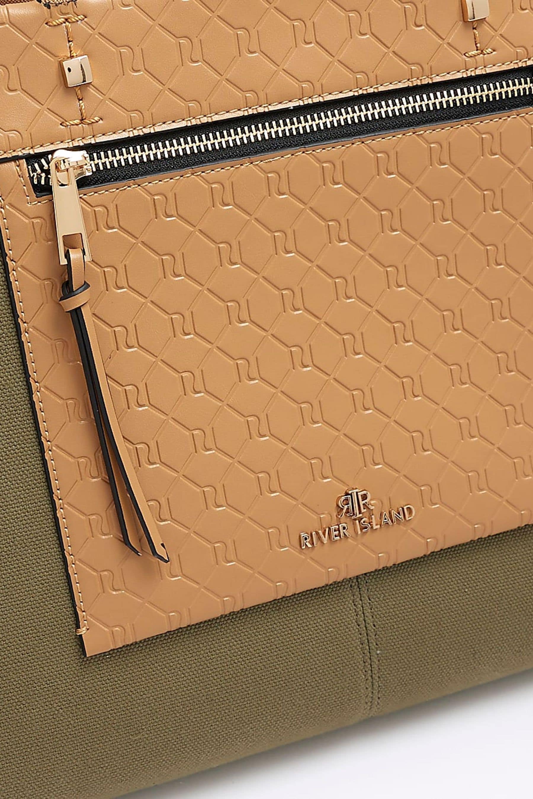 Buy River Island Khaki Canvas Panel Shopper Bag from Next Germany