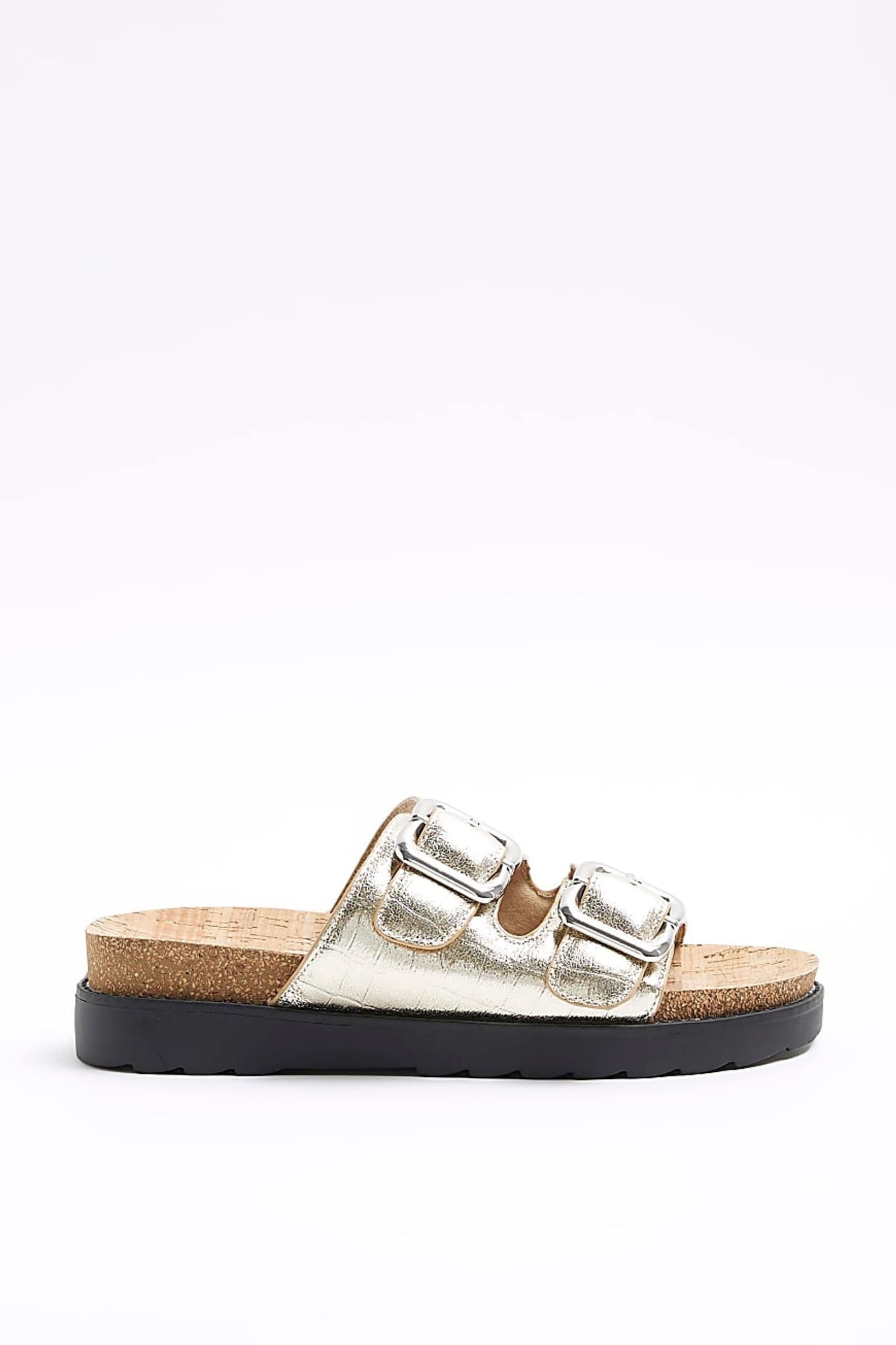 River Island Gold Leopard Double Buckle Sandals - Image 2 of 6