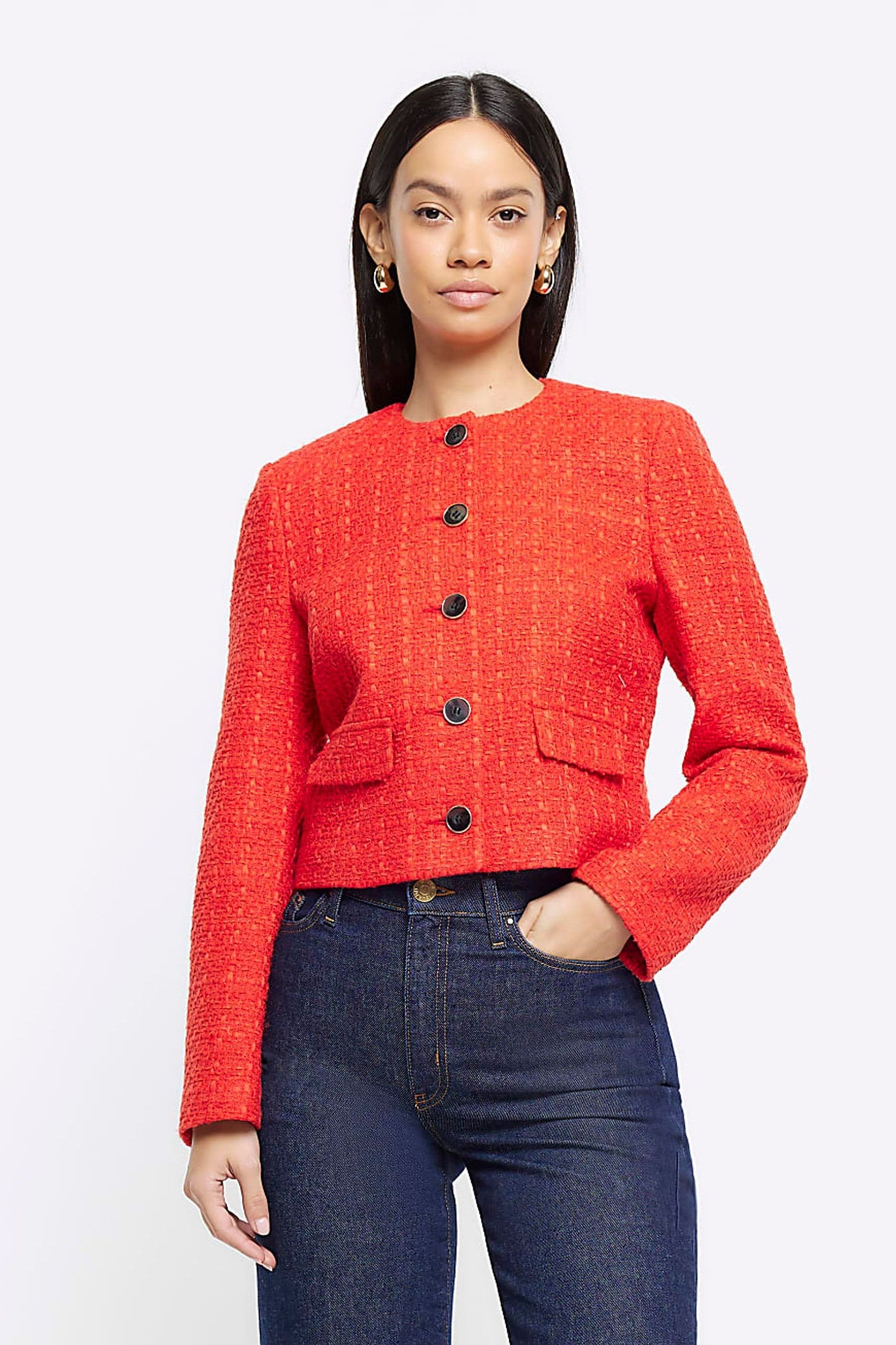 River island boucle jacket shop