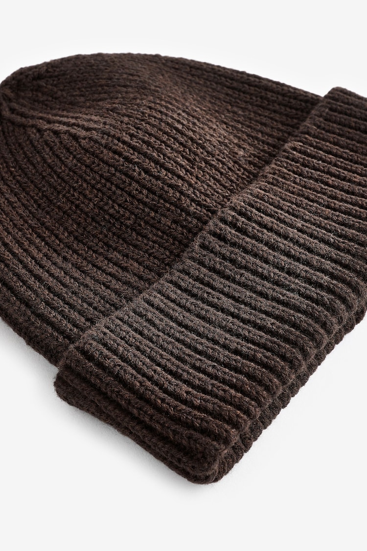 Brown Knitted Beanie Hat - Image 4 of 4