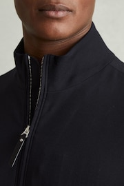 Reiss Navy Petras Elasticated Hem Zip-Front Bomber Jacket - Image 3 of 5