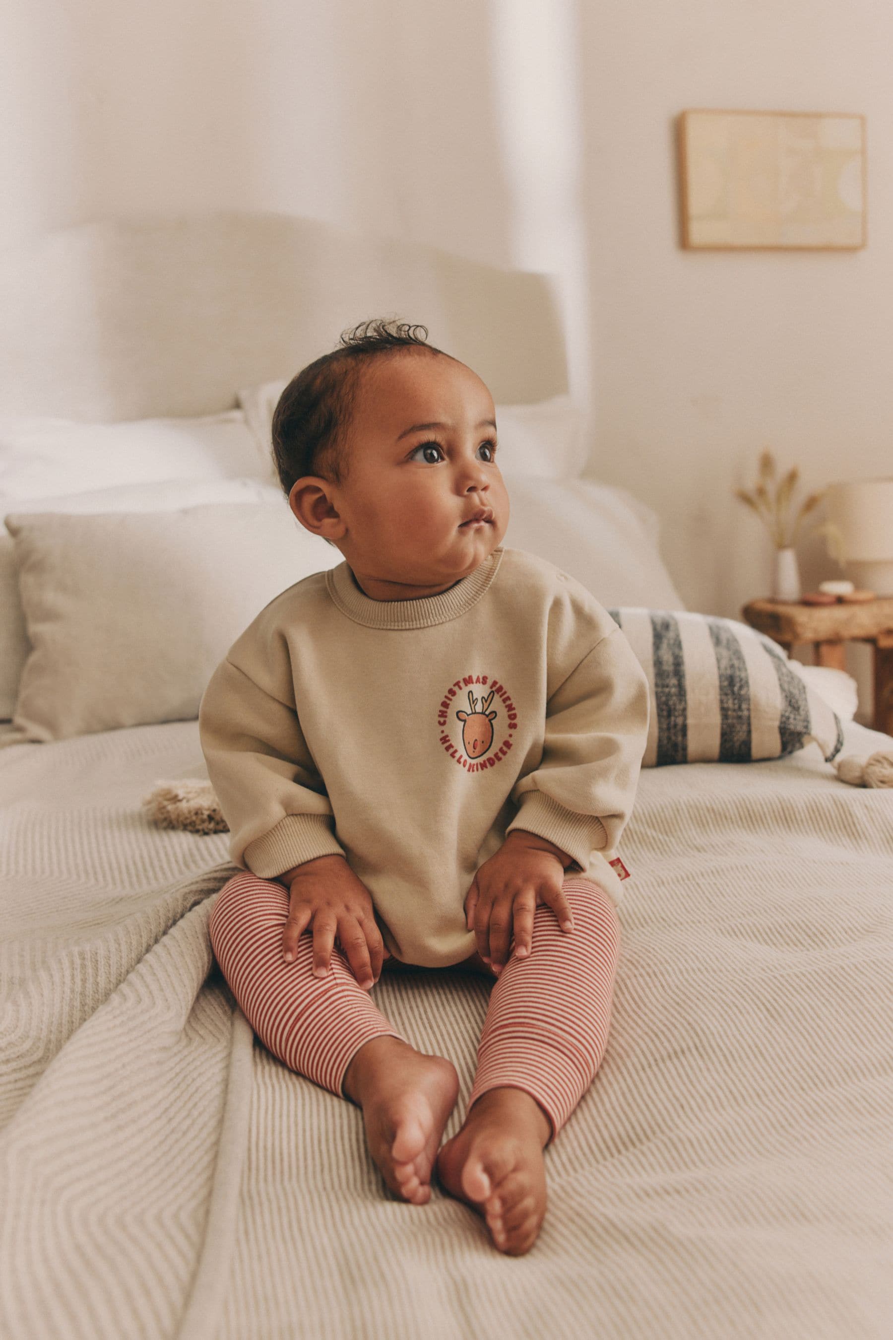 Next Neutral Christmas Baby Cosy Sweatshirt and Leggings Set 0mths 2yrs