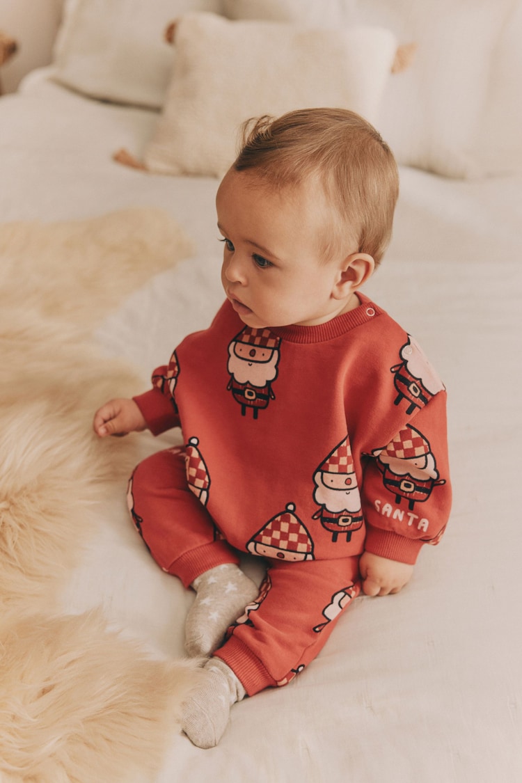 Red Santa Baby Christmas Cost Sweatshirt and Joggers Set (0mths-2yrs) - Image 1 of 5