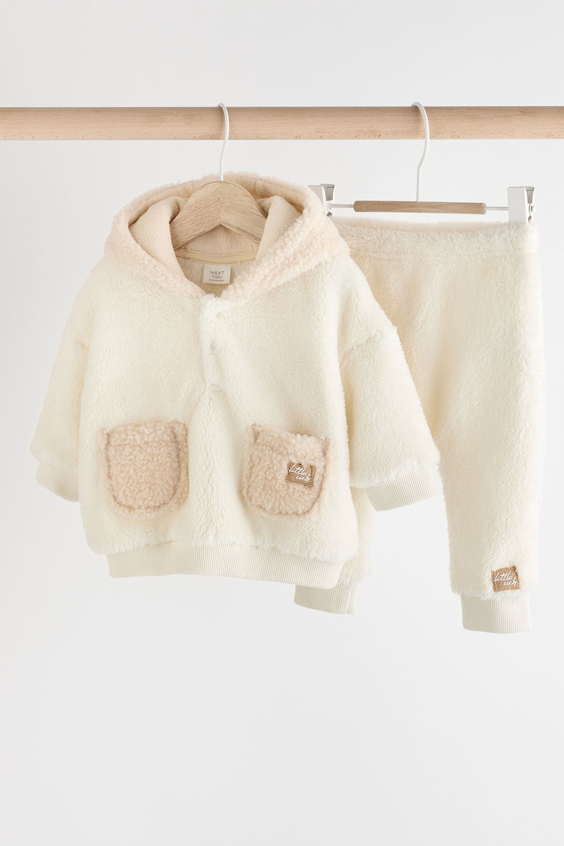 Buy White Bear Cosy Borg Hooded Top and Joggers Set 0mths 2yrs from Next Ireland