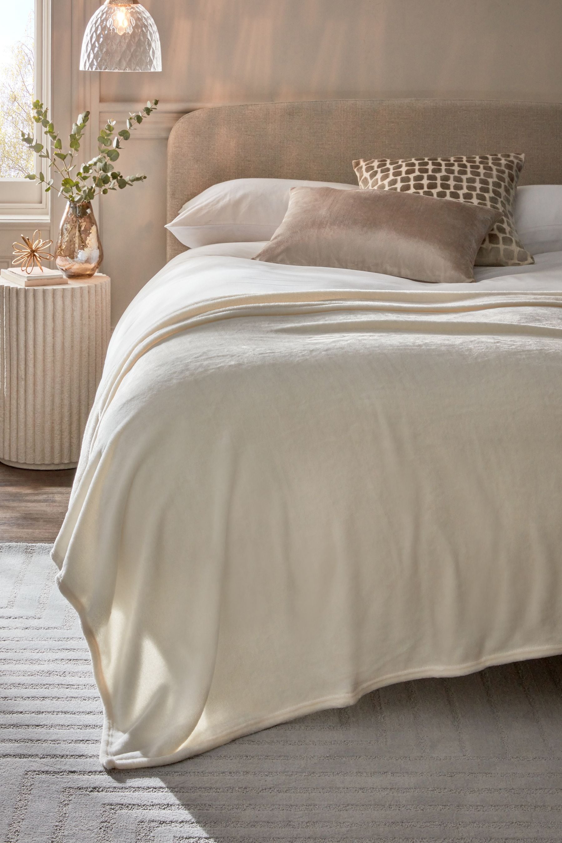 Buy Ivory Plush Fleece Throw from the Next UK online shop