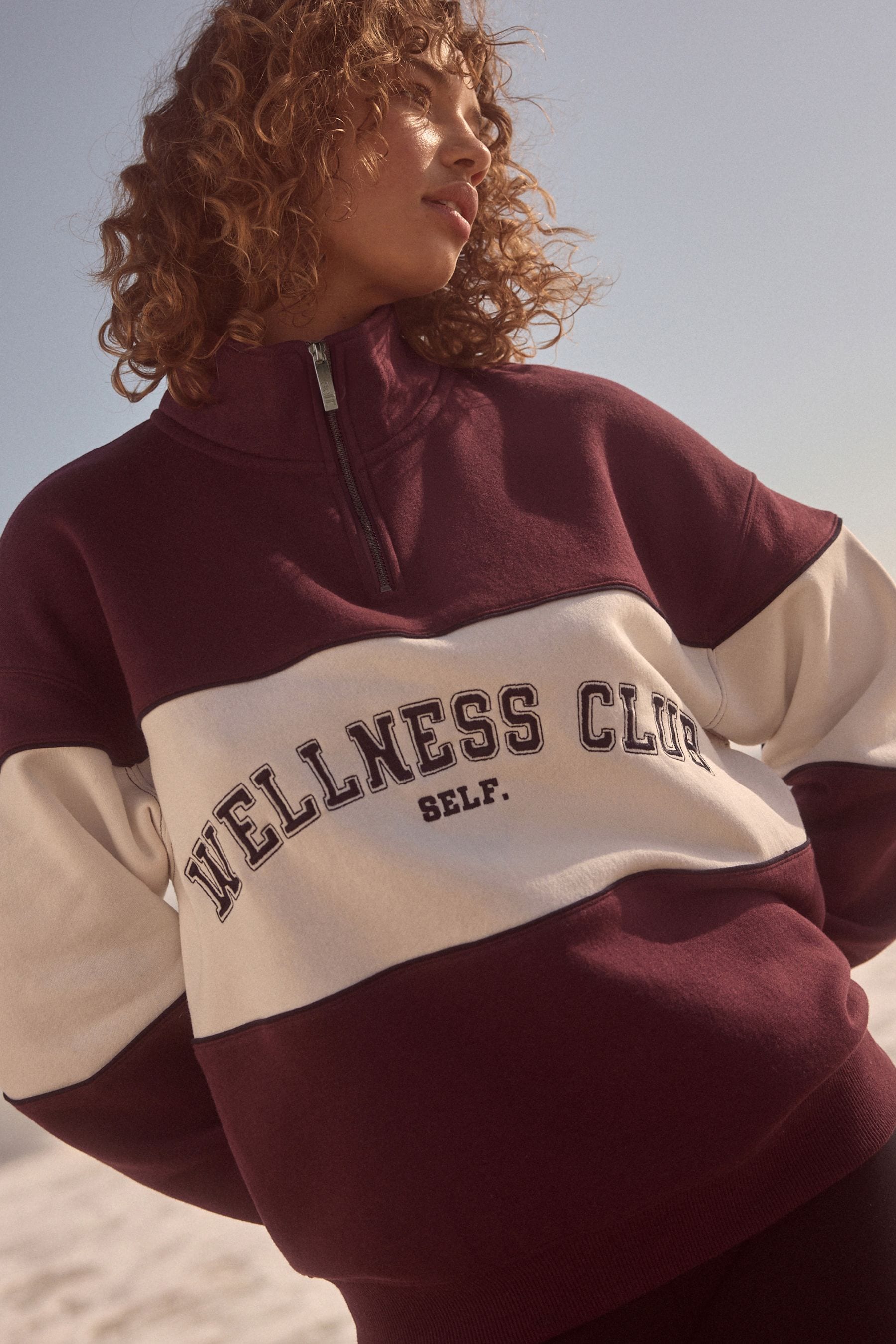 Red half zip sweatshirt shop
