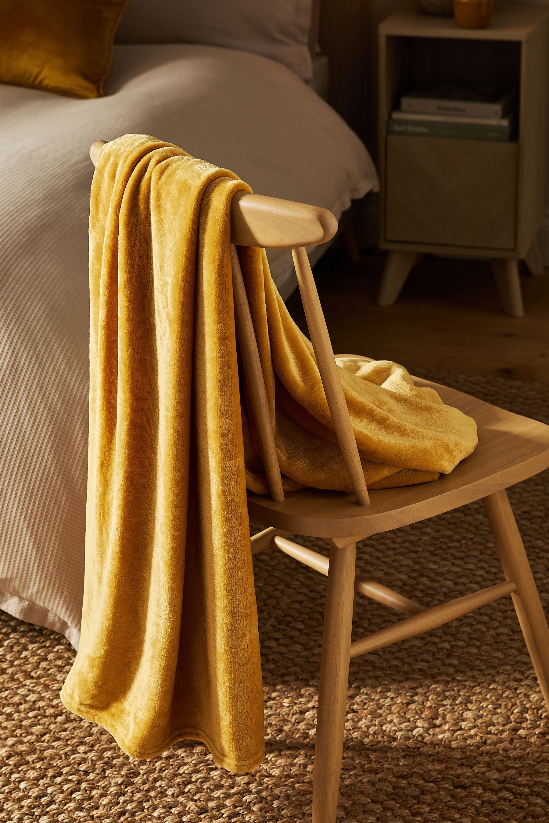 Yellow fleece throw best sale