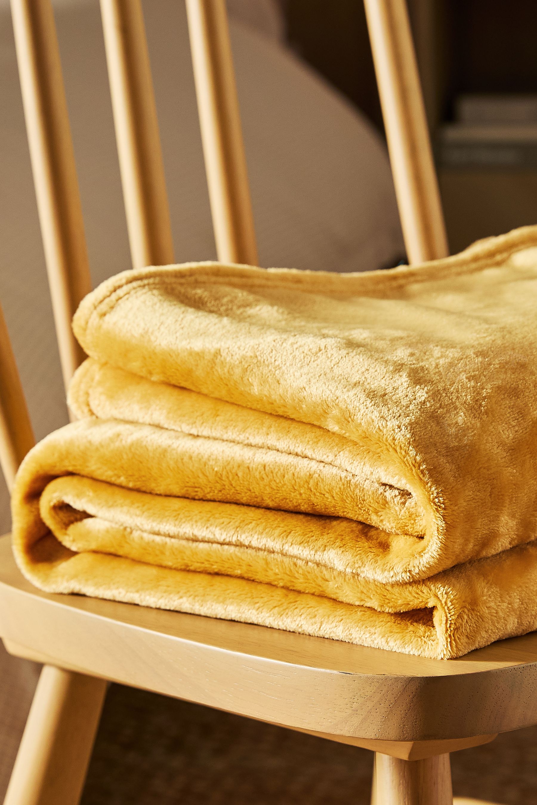 Mustard yellow fleece throw hot sale