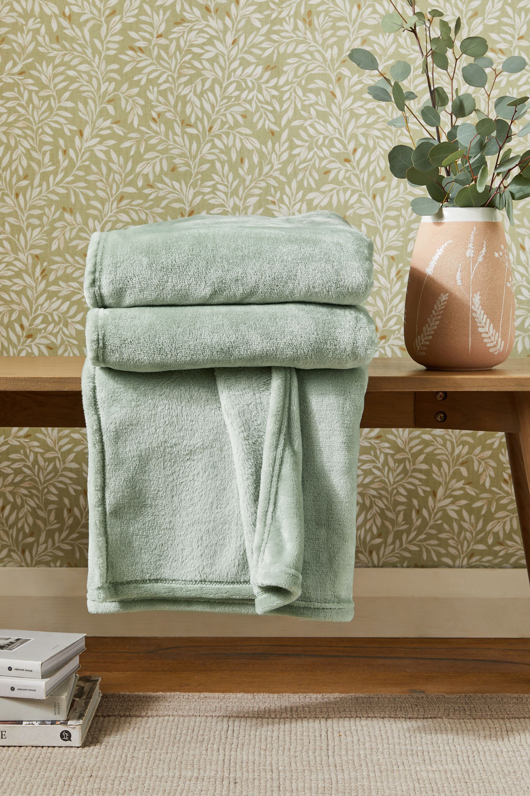 Sage green fleece throw discount