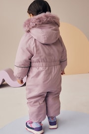 Pink Shower Resistant Faux Fur Trim Snowsuit (3mths-7yrs) - Image 4 of 12