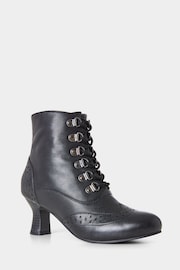 Joe Browns Black Brogue Heeled Lace Up Boots - Image 2 of 4