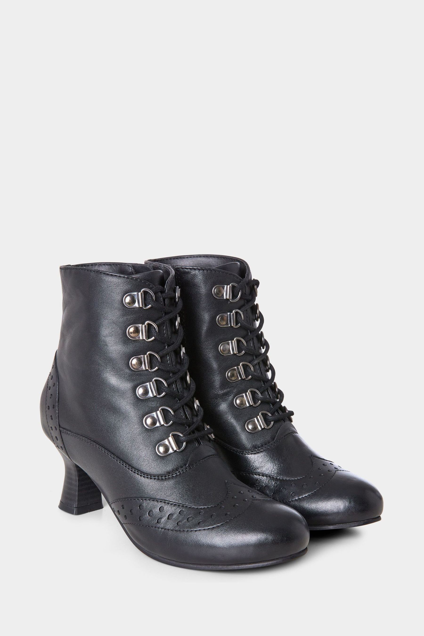 Buy Joe Browns Black Brogue Heeled Lace Up Boots from Next Luxembourg